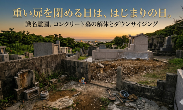 「重い扉を閉める日は、はじまりの日。――識名霊園、コンクリートの家を畳む。」